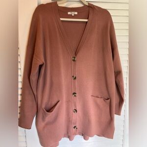 Madewell Dusty Rose Cotton Cardigan
